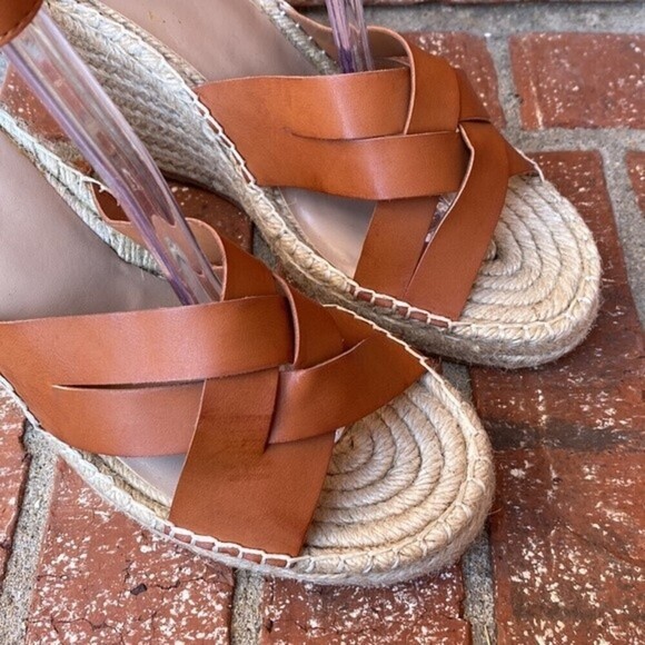 ABOUND Sayge Tan Faux Leather Espadrille Wedge Sandal Size 11 - Picture 5 of 9